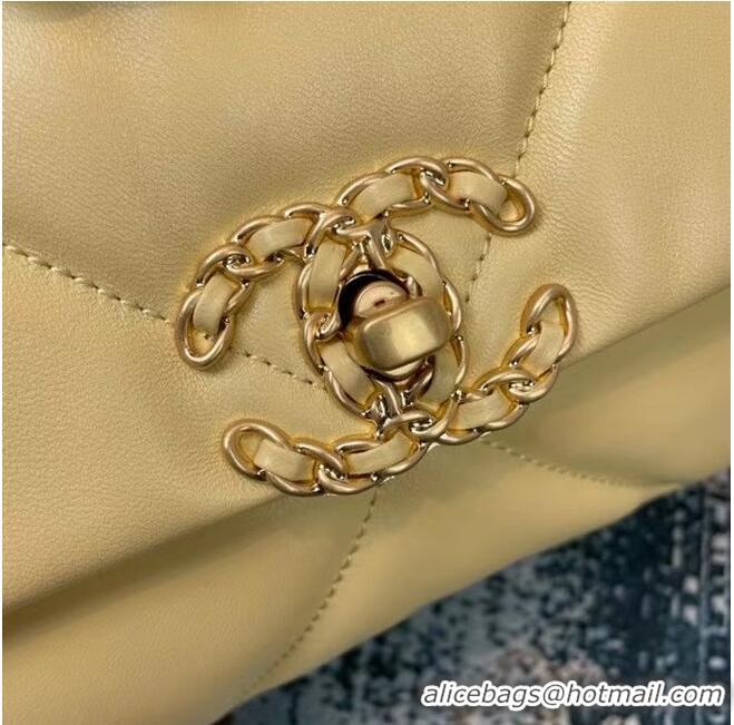 Buy Inexpensive Chanel 19 flap bag AS1160 AS1161 AS1162 light yellow