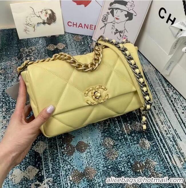 Buy Inexpensive Chanel 19 flap bag AS1160 AS1161 AS1162 light yellow