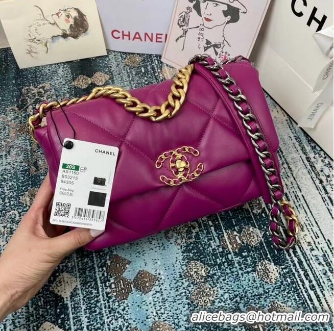 Pretty Style Chanel 19 flap bag AS1160 AS1161 AS1162 purple