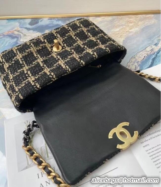 Popular chanel 19 flap bag Tweed AS1160 AS1161 AS1162 black