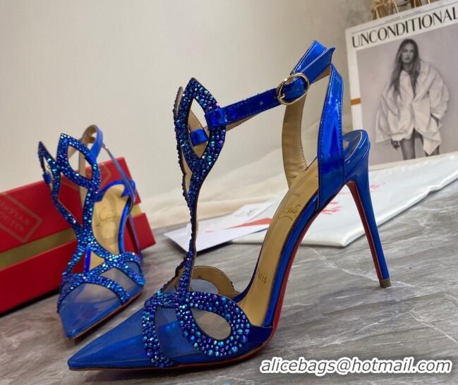 Well Crafted Christian Louboutin Crystal Mesh Pumps 030830 Royal Blue