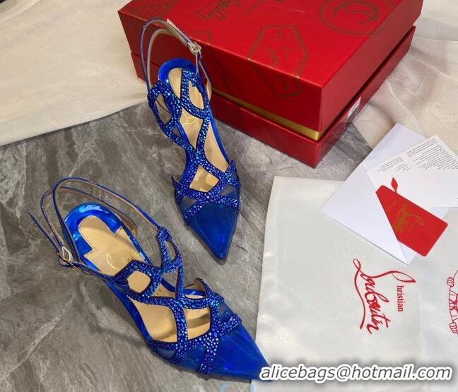 Well Crafted Christian Louboutin Crystal Mesh Pumps 030830 Royal Blue