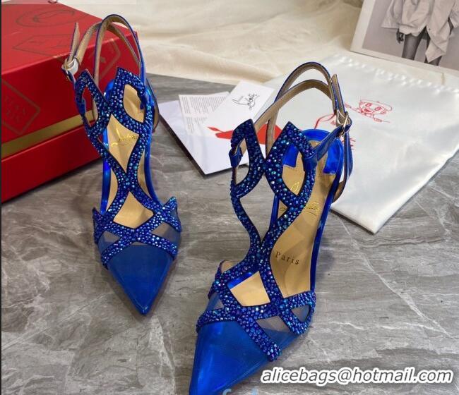 Well Crafted Christian Louboutin Crystal Mesh Pumps 030830 Royal Blue