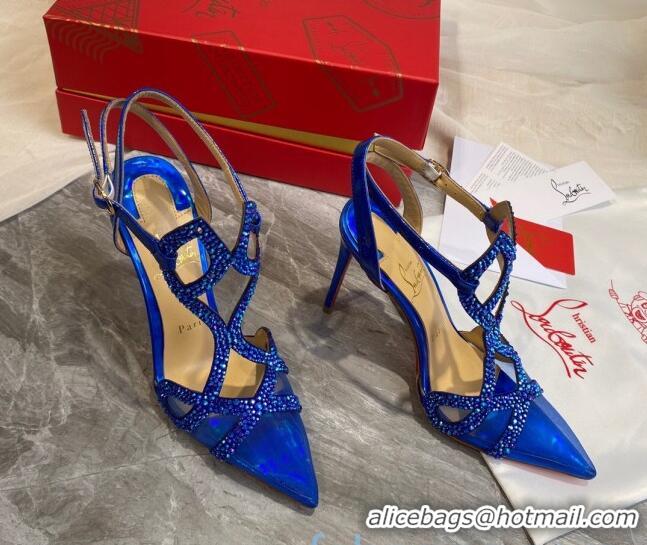 Well Crafted Christian Louboutin Crystal Mesh Pumps 030830 Royal Blue