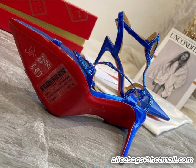 Well Crafted Christian Louboutin Crystal Mesh Pumps 030830 Royal Blue