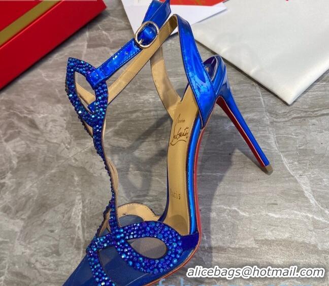 Well Crafted Christian Louboutin Crystal Mesh Pumps 030830 Royal Blue