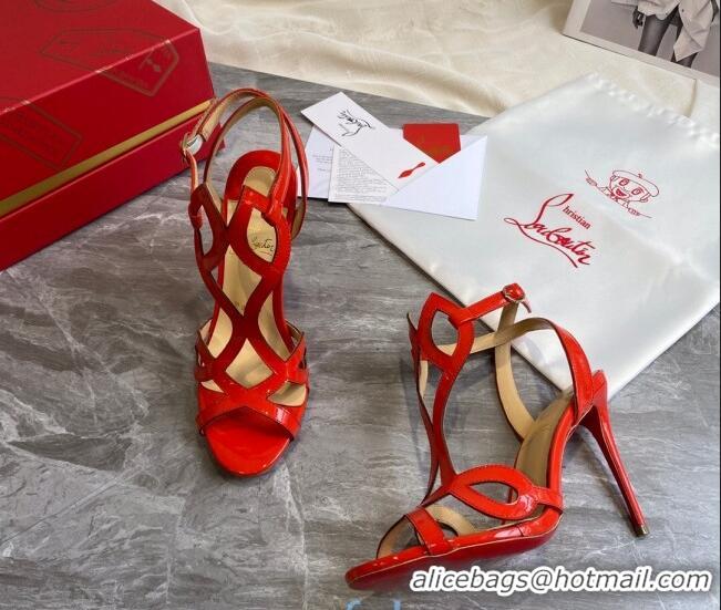 Reasonable Price Christian Louboutin Patent Leather Strap Sandals 10cm 030833 Orange