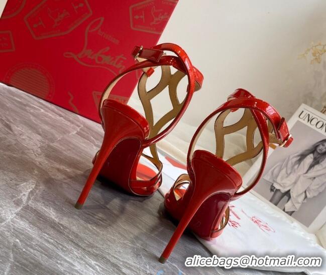 Reasonable Price Christian Louboutin Patent Leather Strap Sandals 10cm 030833 Orange