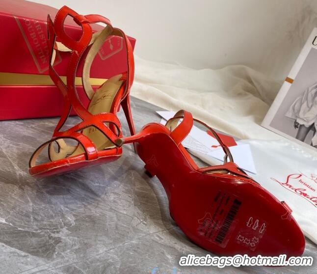 Reasonable Price Christian Louboutin Patent Leather Strap Sandals 10cm 030833 Orange