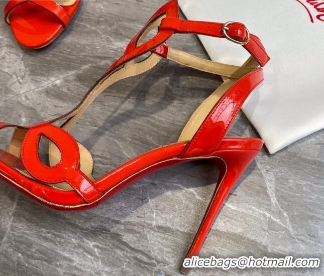 Reasonable Price Christian Louboutin Patent Leather Strap Sandals 10cm 030833 Orange