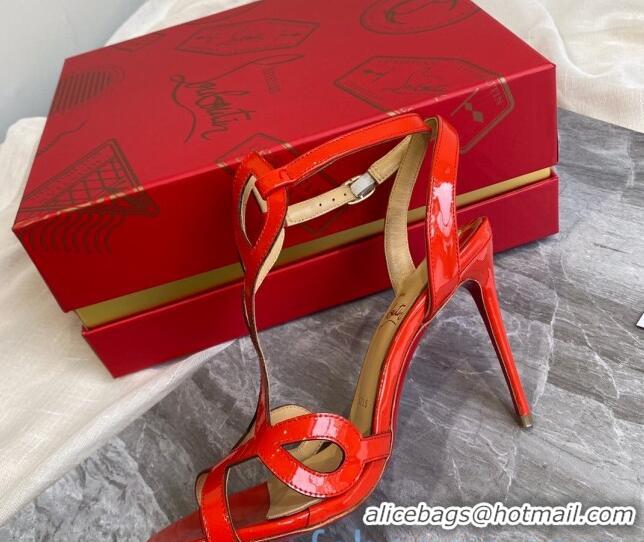 Reasonable Price Christian Louboutin Patent Leather Strap Sandals 10cm 030833 Orange