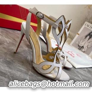 Practical Christian Louboutin Patent Leather Strap Sandals 10cm 030833 White