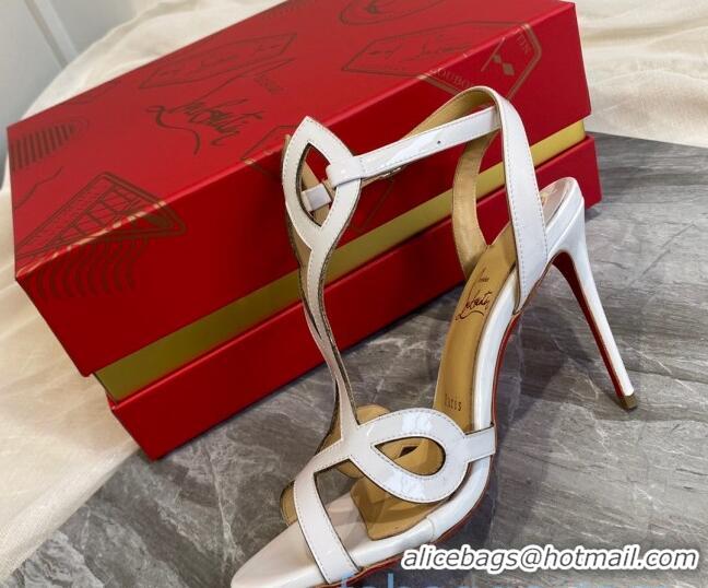 Practical Christian Louboutin Patent Leather Strap Sandals 10cm 030833 White