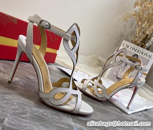 Practical Christian Louboutin Patent Leather Strap Sandals 10cm 030833 White