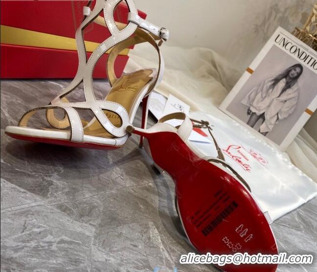 Practical Christian Louboutin Patent Leather Strap Sandals 10cm 030833 White