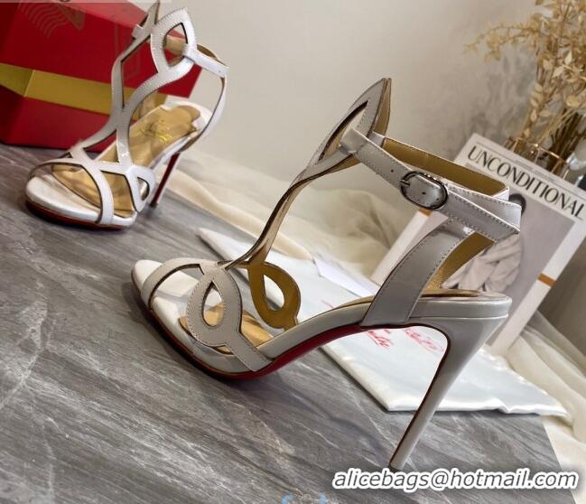 Practical Christian Louboutin Patent Leather Strap Sandals 10cm 030833 White