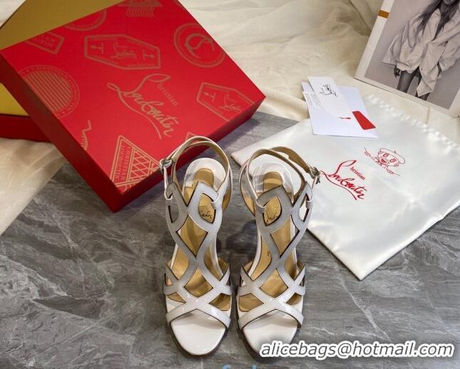 Practical Christian Louboutin Patent Leather Strap Sandals 10cm 030833 White