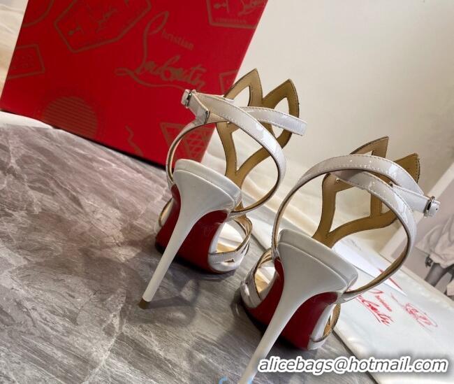 Practical Christian Louboutin Patent Leather Strap Sandals 10cm 030833 White