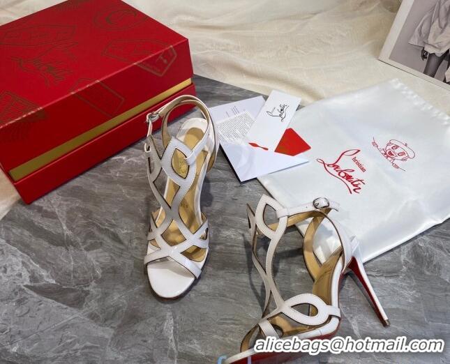 Practical Christian Louboutin Patent Leather Strap Sandals 10cm 030833 White