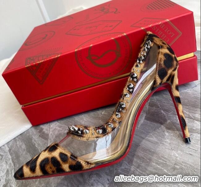 Best Price Christian Louboutin Leopard Print Studded 10cm Pumps 030837 Brown 2021