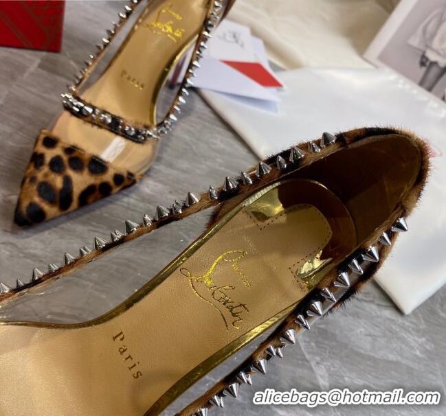 Best Price Christian Louboutin Leopard Print Studded 10cm Pumps 030837 Brown 2021