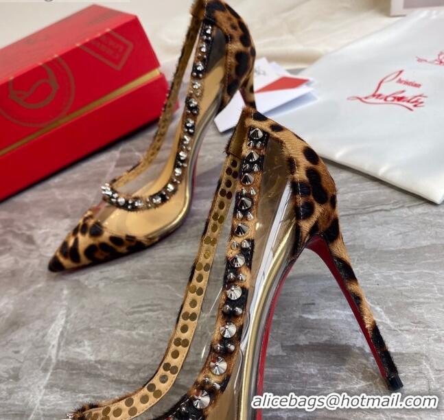 Best Price Christian Louboutin Leopard Print Studded 10cm Pumps 030837 Brown 2021