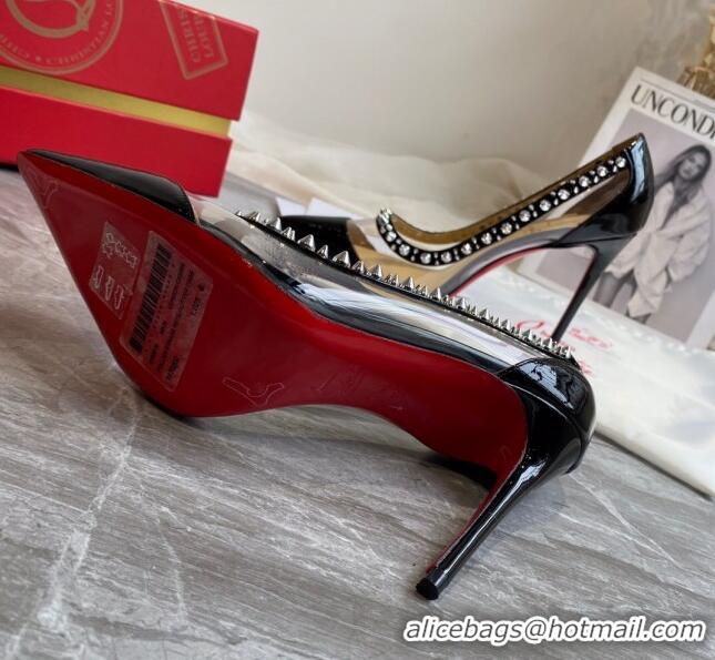 Top Quality Christian Louboutin Leopard Print Studded 10cm Pumps 030837 Black 2021