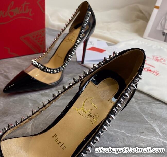 Top Quality Christian Louboutin Leopard Print Studded 10cm Pumps 030837 Black 2021