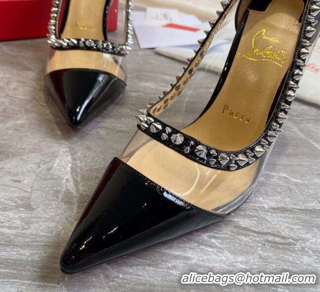 Top Quality Christian Louboutin Leopard Print Studded 10cm Pumps 030837 Black 2021