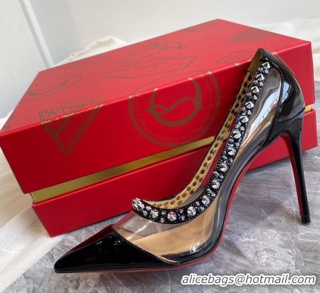 Top Quality Christian Louboutin Leopard Print Studded 10cm Pumps 030837 Black 2021