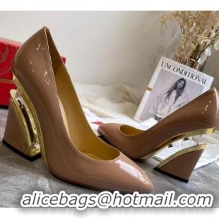 Top Quality Christian Louboutin Patent Leather Wedge Pumps 030840 Nude 2021