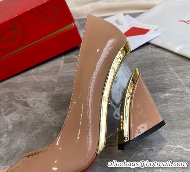 Top Quality Christian Louboutin Patent Leather Wedge Pumps 030840 Nude 2021