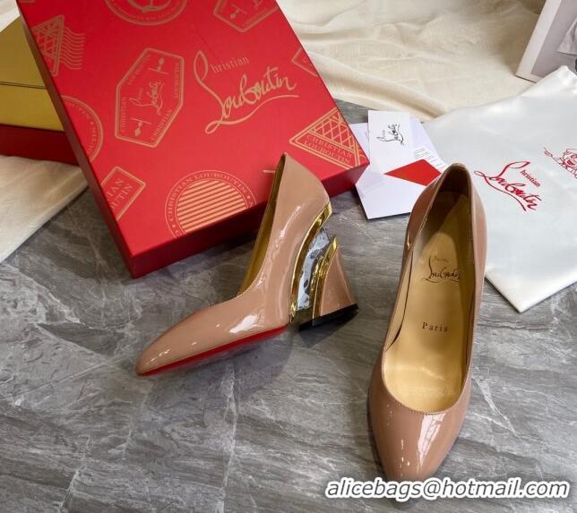 Top Quality Christian Louboutin Patent Leather Wedge Pumps 030840 Nude 2021