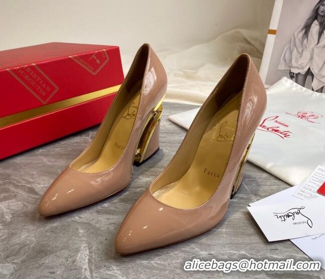 Top Quality Christian Louboutin Patent Leather Wedge Pumps 030840 Nude 2021