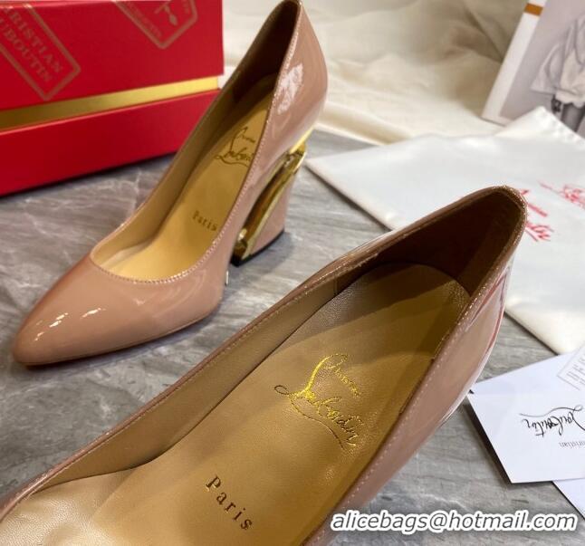 Top Quality Christian Louboutin Patent Leather Wedge Pumps 030840 Nude 2021