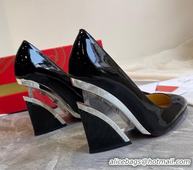 Super Quality Christian Louboutin Patent Leather Wedge Pumps 030840 Black