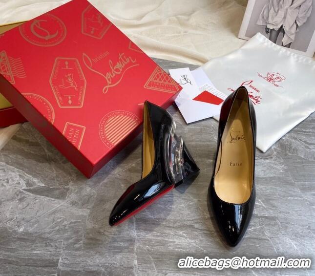 Super Quality Christian Louboutin Patent Leather Wedge Pumps 030840 Black