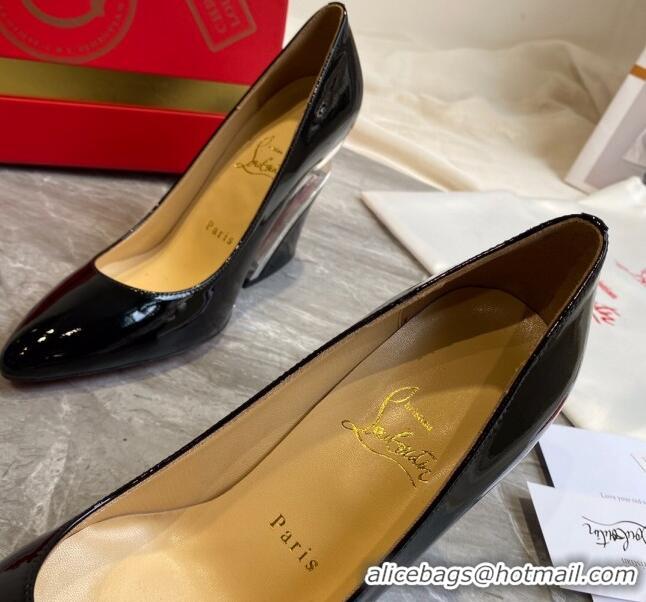 Super Quality Christian Louboutin Patent Leather Wedge Pumps 030840 Black