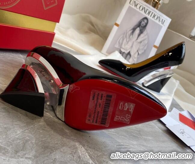 Super Quality Christian Louboutin Patent Leather Wedge Pumps 030840 Black