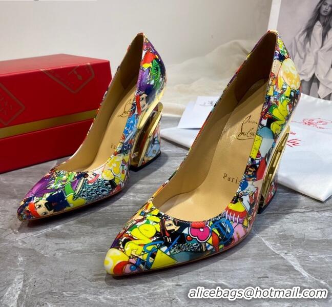 Best Luxury Christian Louboutin Print Calfskin Wedge Pumps 030840 Multicolor