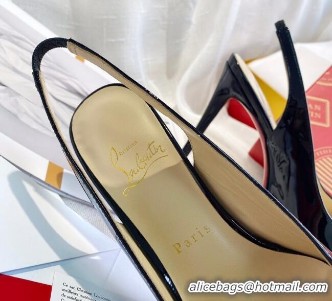 New Design Christian Louboutin Patent Leather Peep-toe Platform Pumps 10cm 030846 Black