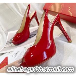 Grade Design Christian Louboutin Patent Leather Peep-toe Platform Pumps 10cm 030846 Red