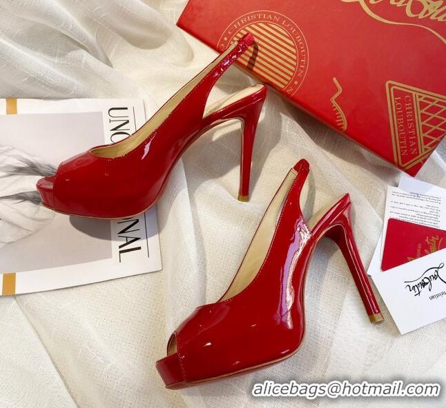 Grade Design Christian Louboutin Patent Leather Peep-toe Platform Pumps 10cm 030846 Red