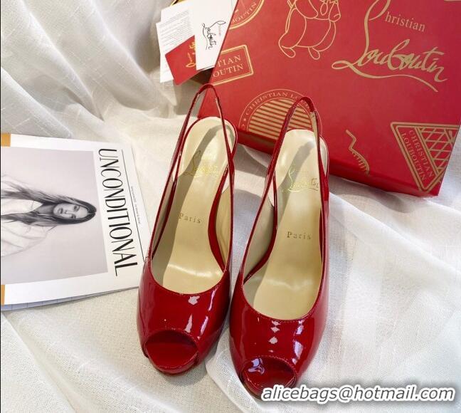 Grade Design Christian Louboutin Patent Leather Peep-toe Platform Pumps 10cm 030846 Red