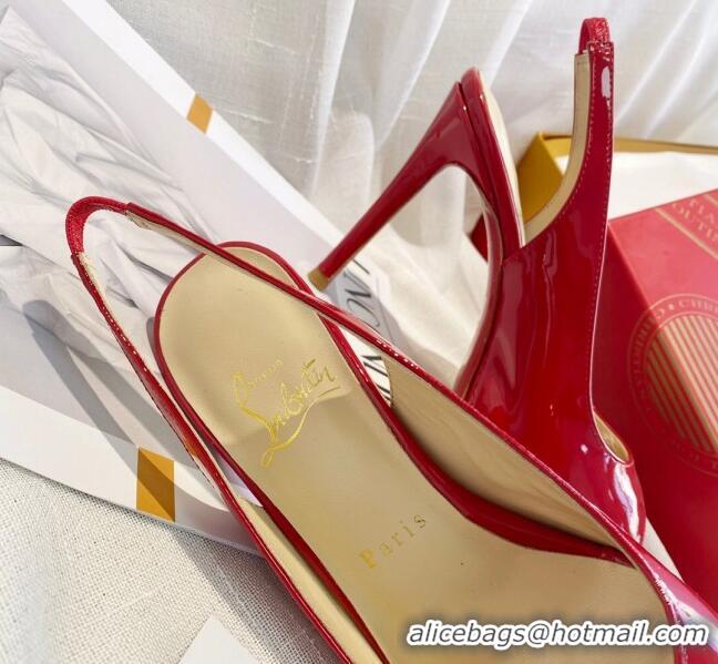 Grade Design Christian Louboutin Patent Leather Peep-toe Platform Pumps 10cm 030846 Red