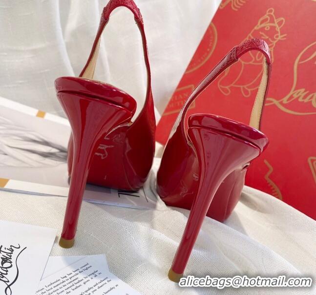 Grade Design Christian Louboutin Patent Leather Peep-toe Platform Pumps 10cm 030846 Red