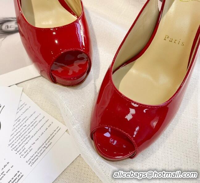 Grade Design Christian Louboutin Patent Leather Peep-toe Platform Pumps 10cm 030846 Red