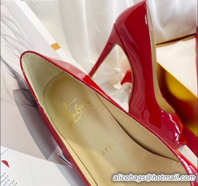 Low Price Christian Louboutin Patent Leather Peep-toe Platform Pumps 10cm 030846 Red