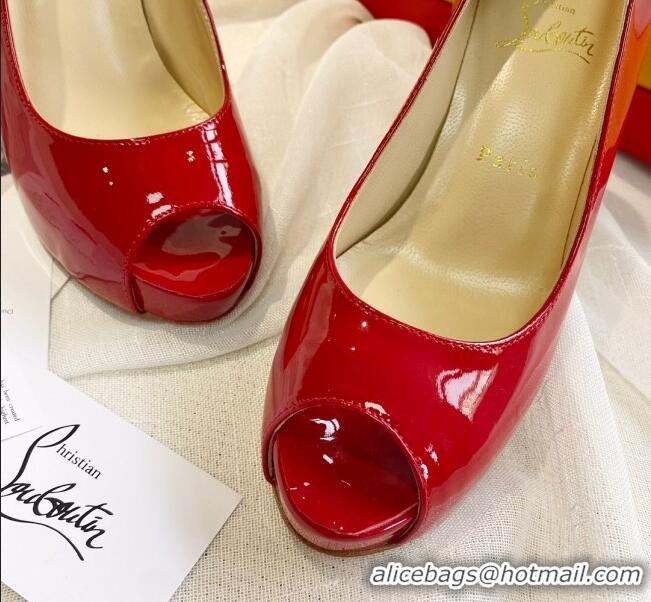 Low Price Christian Louboutin Patent Leather Peep-toe Platform Pumps 10cm 030846 Red