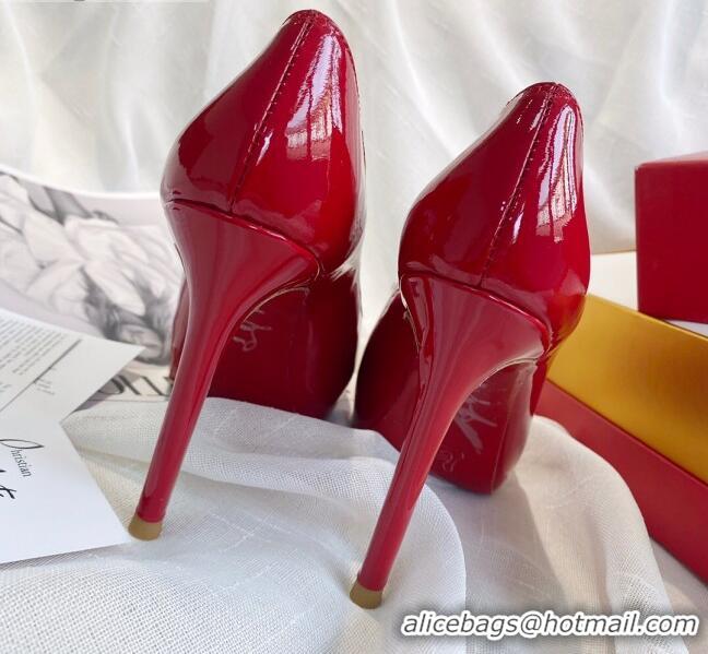 Low Price Christian Louboutin Patent Leather Peep-toe Platform Pumps 10cm 030846 Red